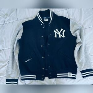 Polo Ralph Lauren Yankees Varsity Jacket Cooperstown NY Snap Jacket Size Large